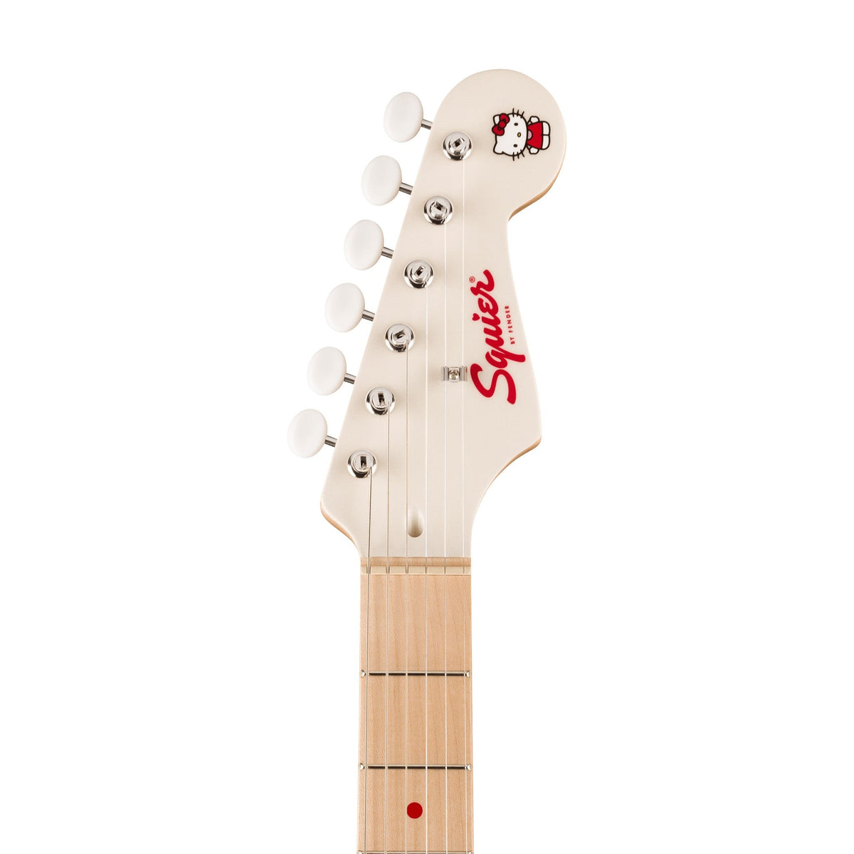 Đàn Guitar Điện Squier Hello Kitty White Stratocaster màu White – đầu đàn mặt trước