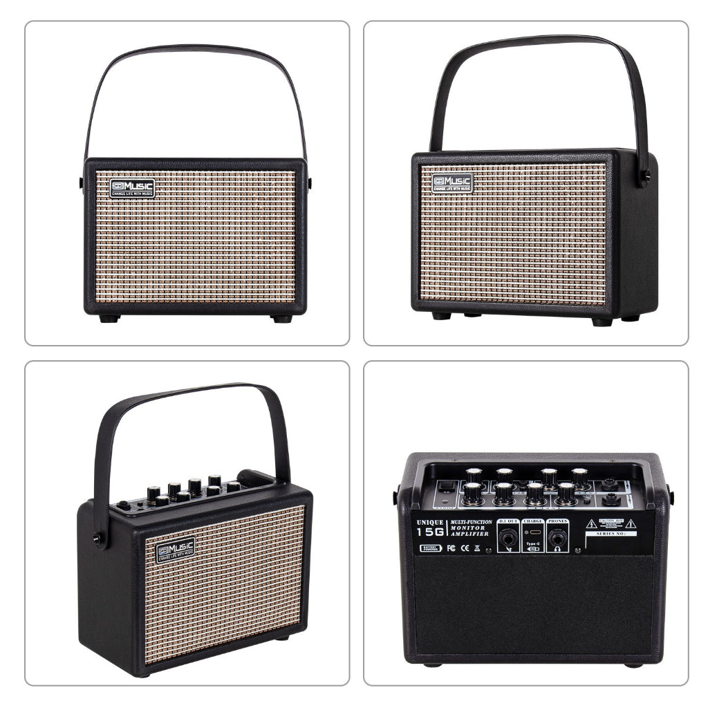 Amplifier Guitar Coolmusic Unique 15G, Combo Electric Guitar 15W, Pin Sạc, Bluetooth